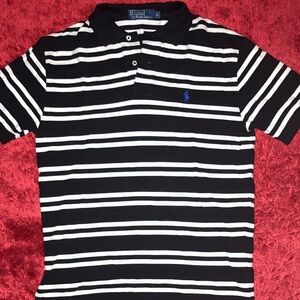 Polo by Ralph Lauren Black and White Striped Polo with Blue Pony